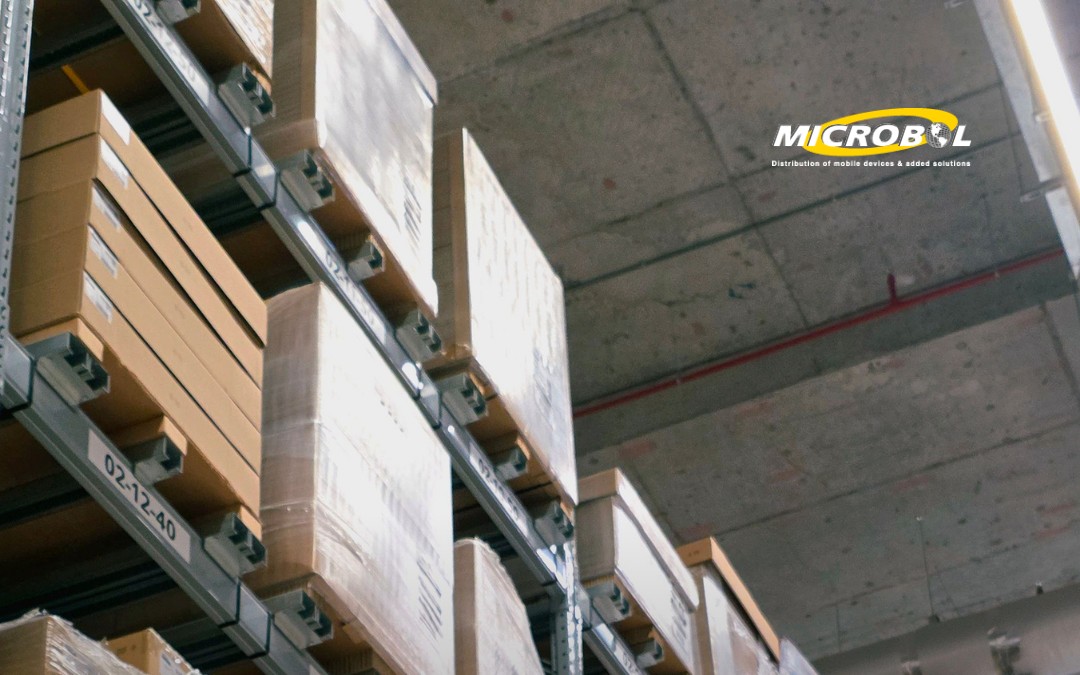 Micro Bol Corp warehouse shelves stocked with devices ready to ship